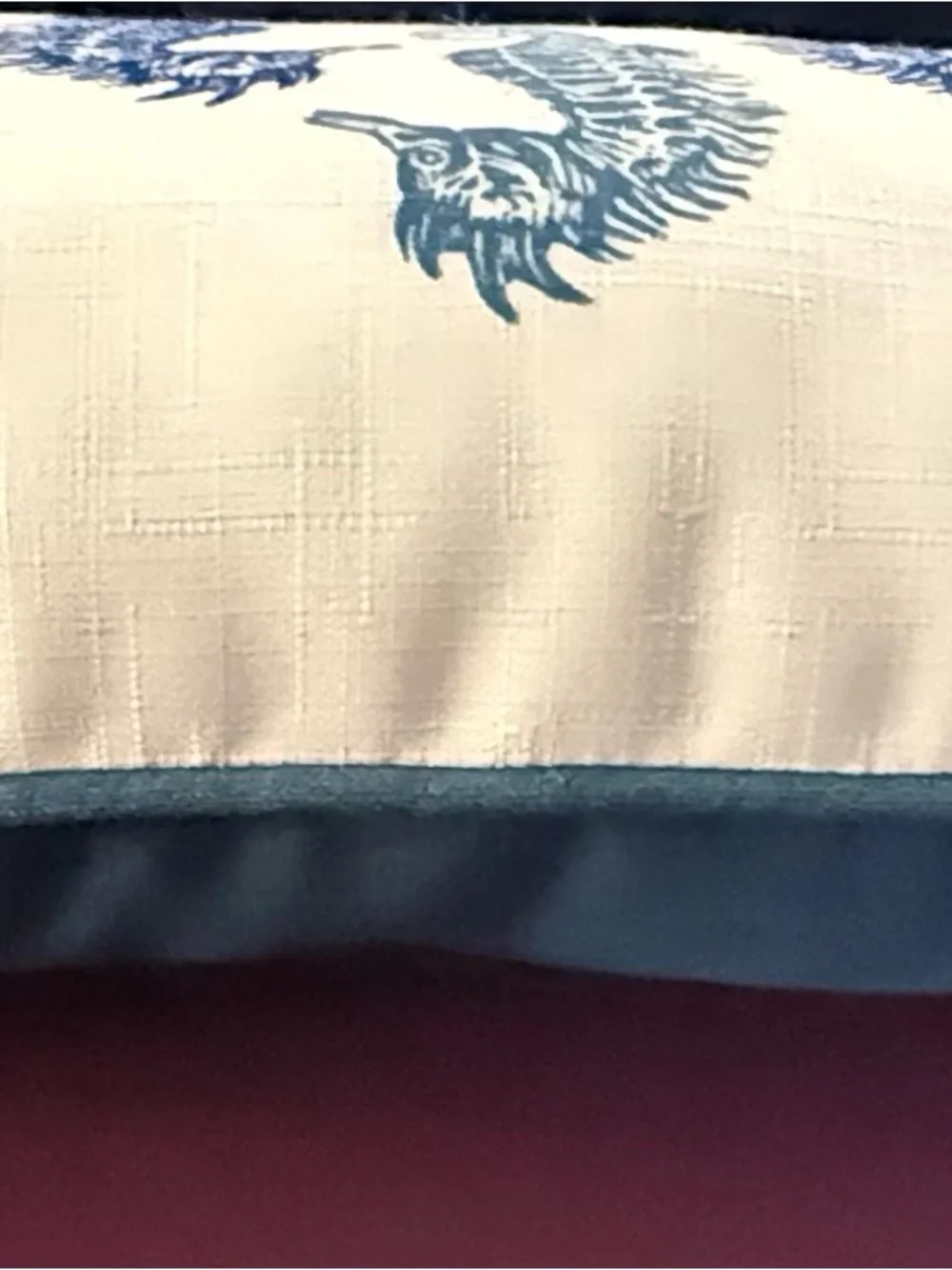 Coastal Seahorse Lumbar Pillow in Navy on Cream 19”x11”